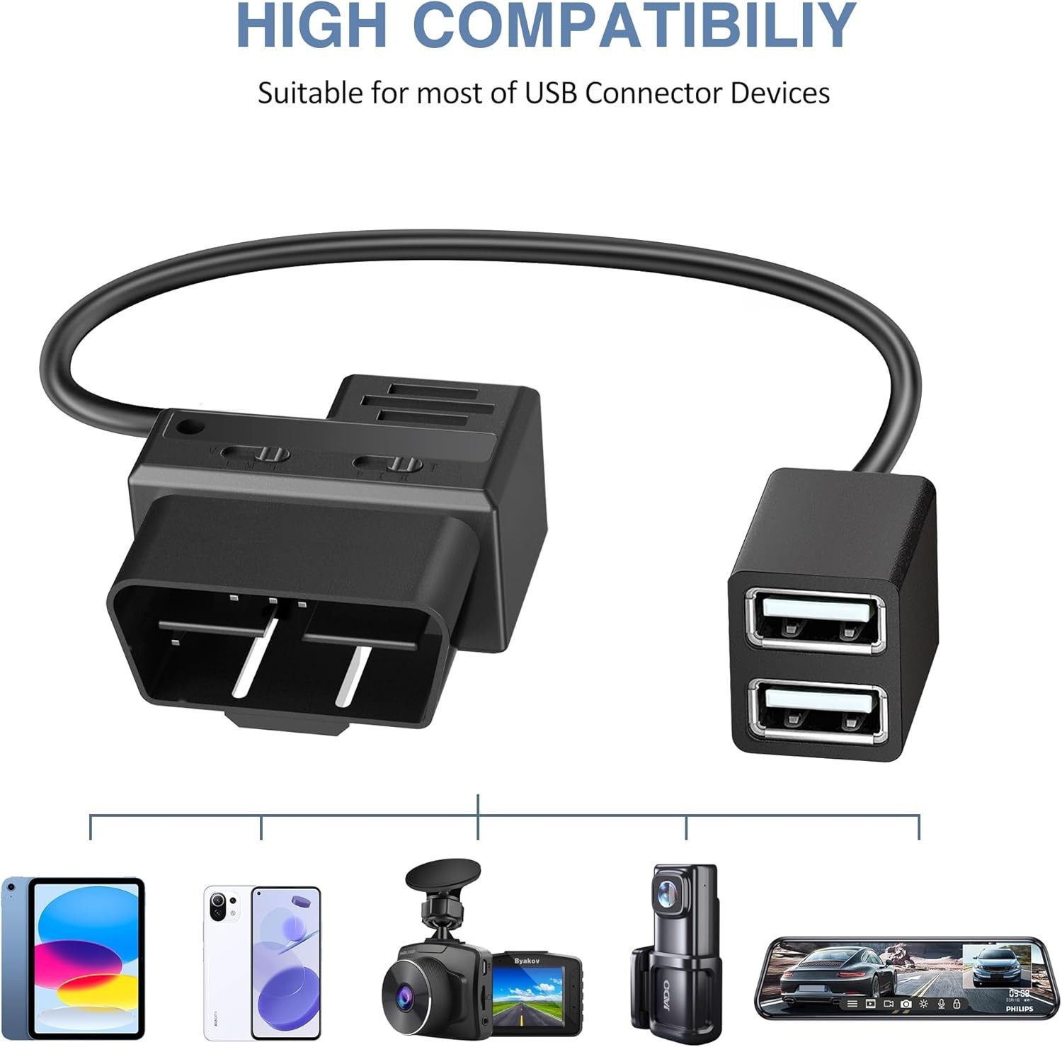 OBD Constant Power Cable for Dash Camera,Compatible with Garmin Das... Fast Ship