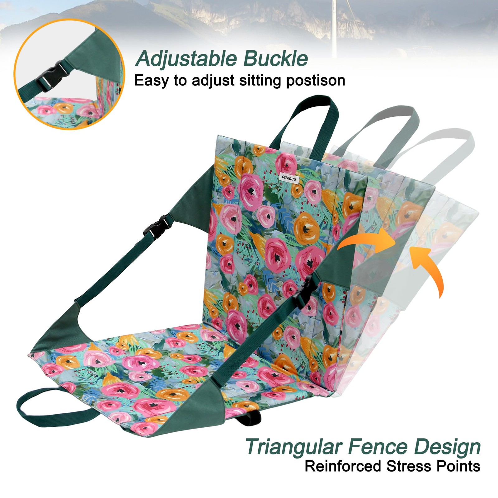Ultra-Light Portable Stadium Seat Cushion with Backrest Foldable Camping Chai...