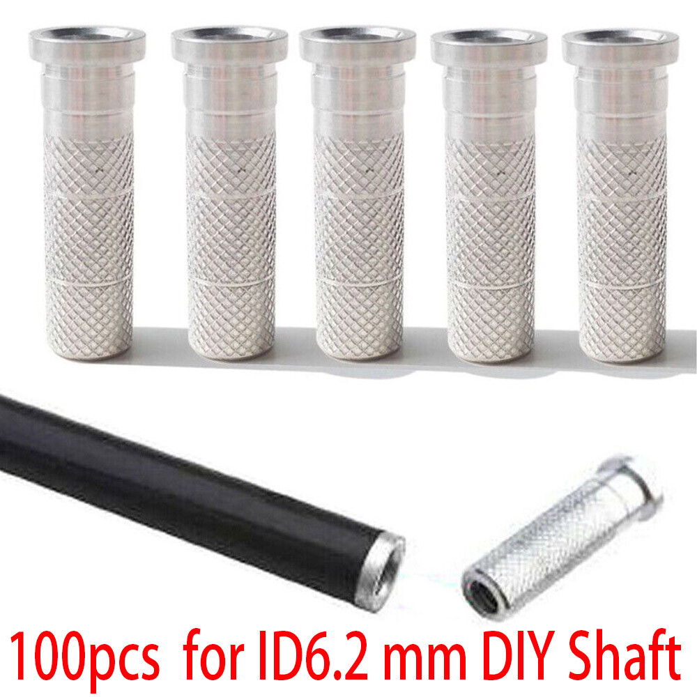 100Pcs Aluminum Inserts .244/6.20mm Bullet Field Points for Carbon Arrow Shaft