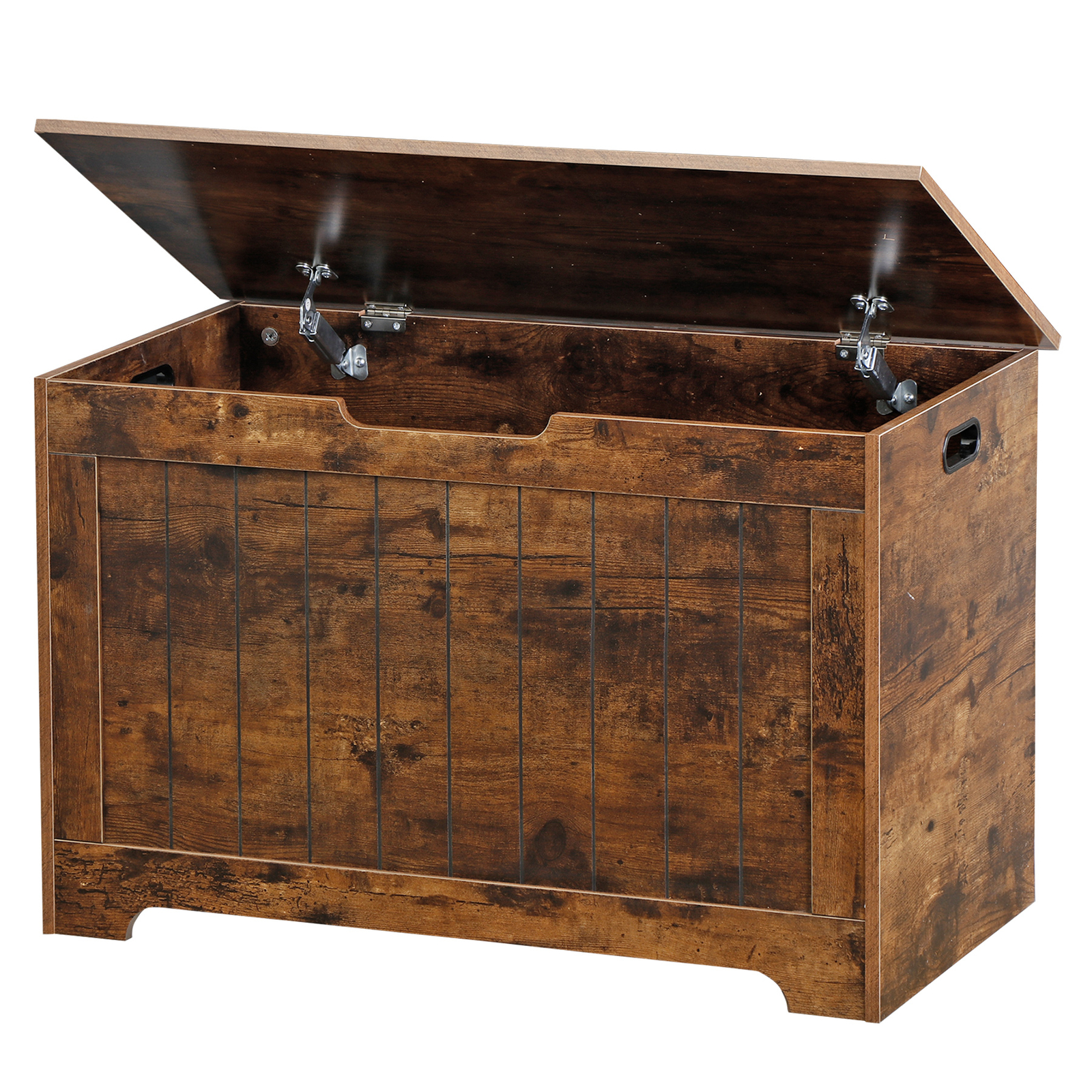 Toy Box Entryway Storage Chest Bench with 2 Safety Hinge Rust Brown Home Decor