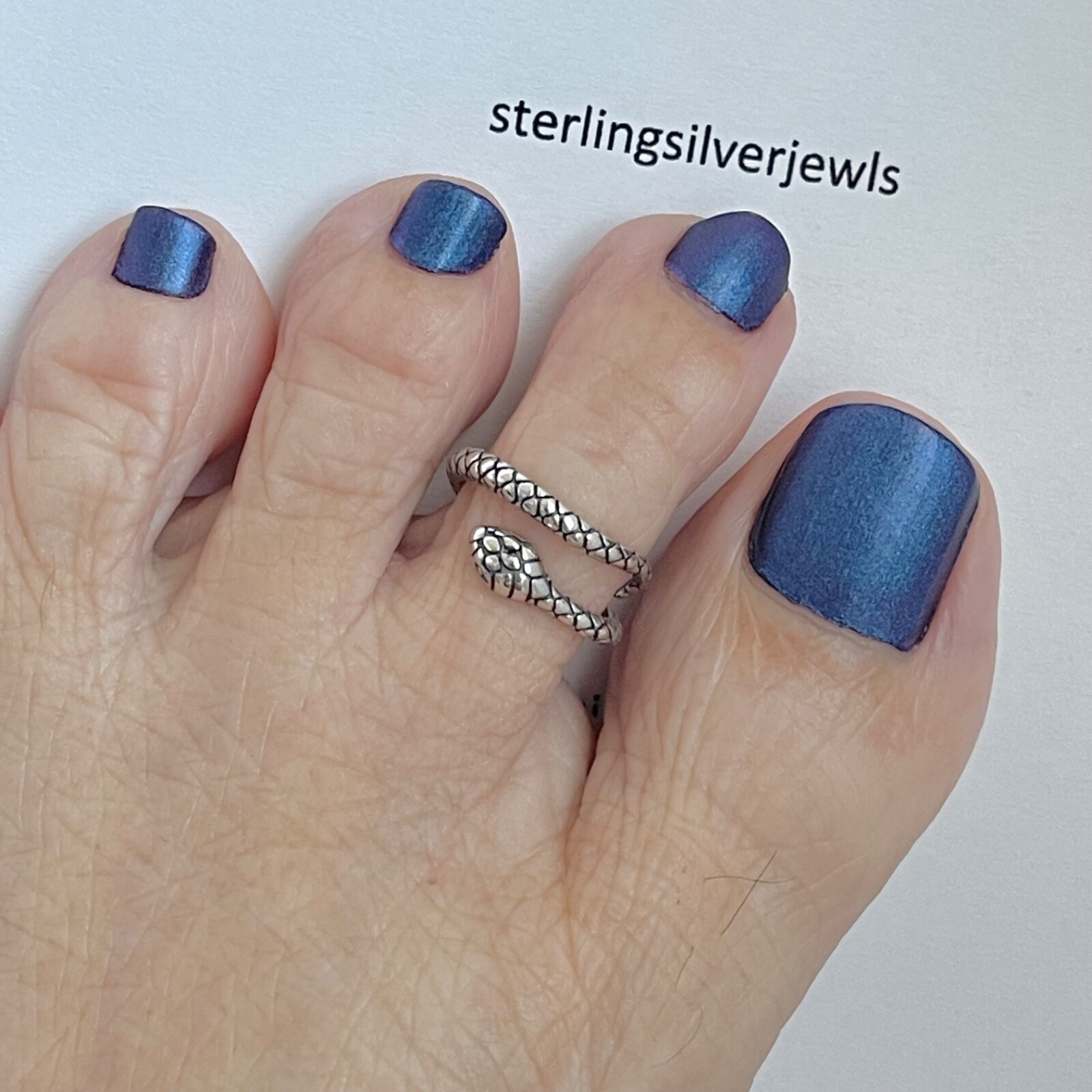 Sterling Silver Wraparound Snake Toe Ring, Silver Rings, Reptile Ring, Animals