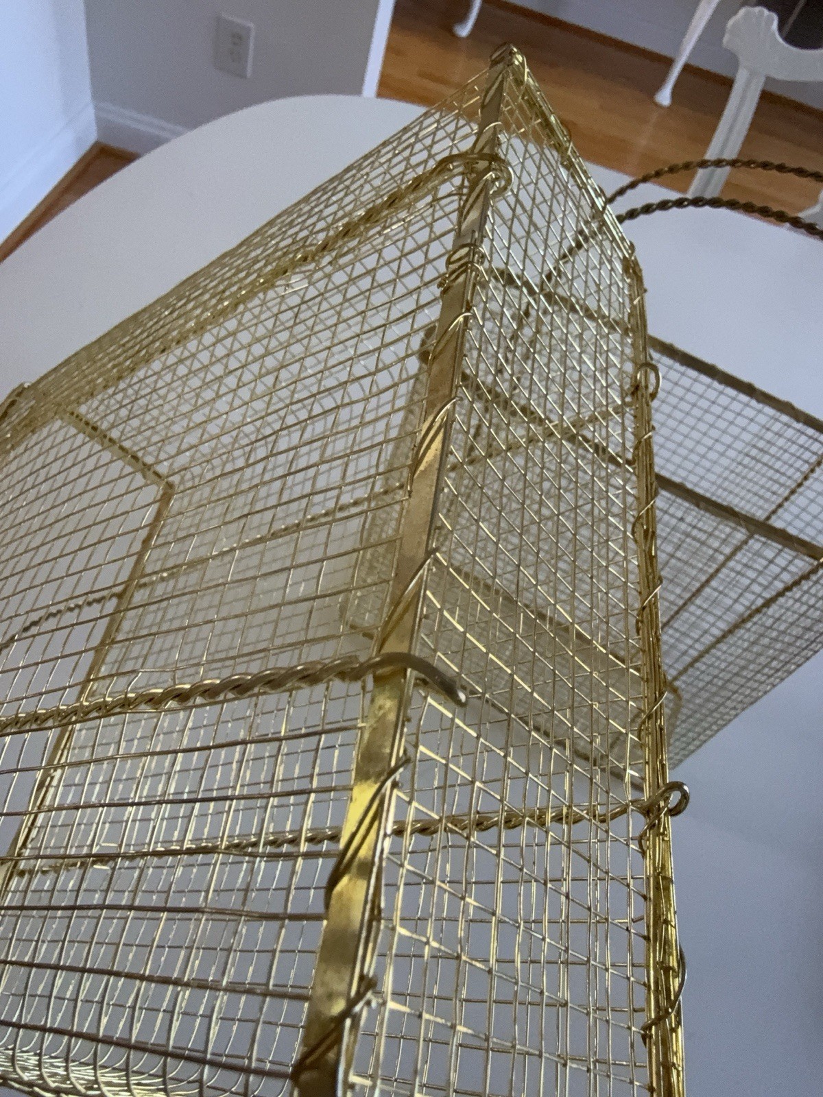 Gold Wire Basket Set Gift Bag Shape Storage Bins Handles Organizer Modern Decor