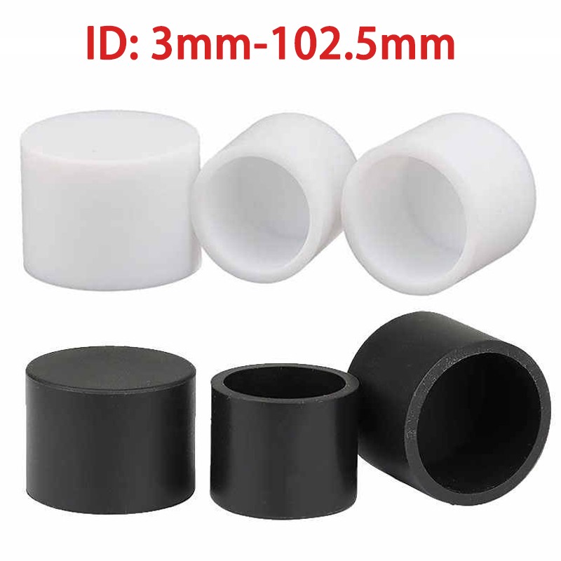 3-102mm Round Silicone Rubber End Caps Tube Blanking Stopper Covers Black/White