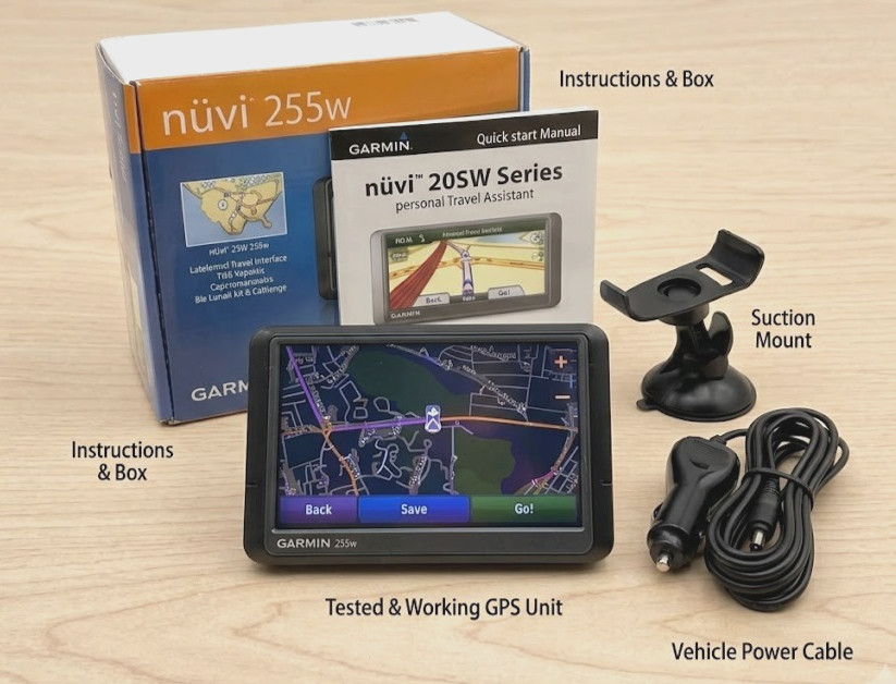 Garmin nuvi 255W 4.3" Portable GPS Navigator System Box Mount Charger Bundle EUC
