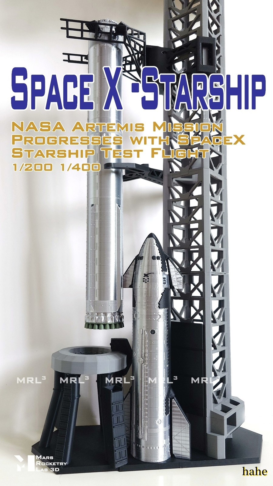 1/400 SpaceX Starship S28+B10 Super Heavy Launch Vehicle Model 3D Printed Gift