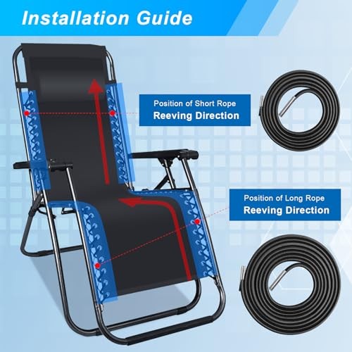 COITEK 4PCS Replacement Cord for Zero Gravity Chair, Universal Elastic Repair