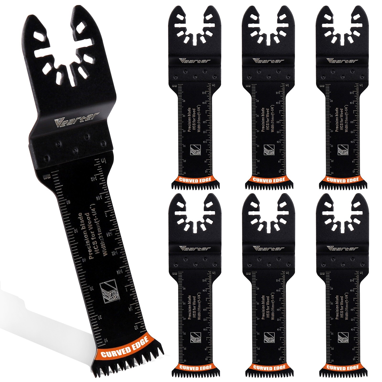 7PCS HCS Oscillating Saw Blade Set 1-1/4''Universal MultiTool Blade Kit for Wood