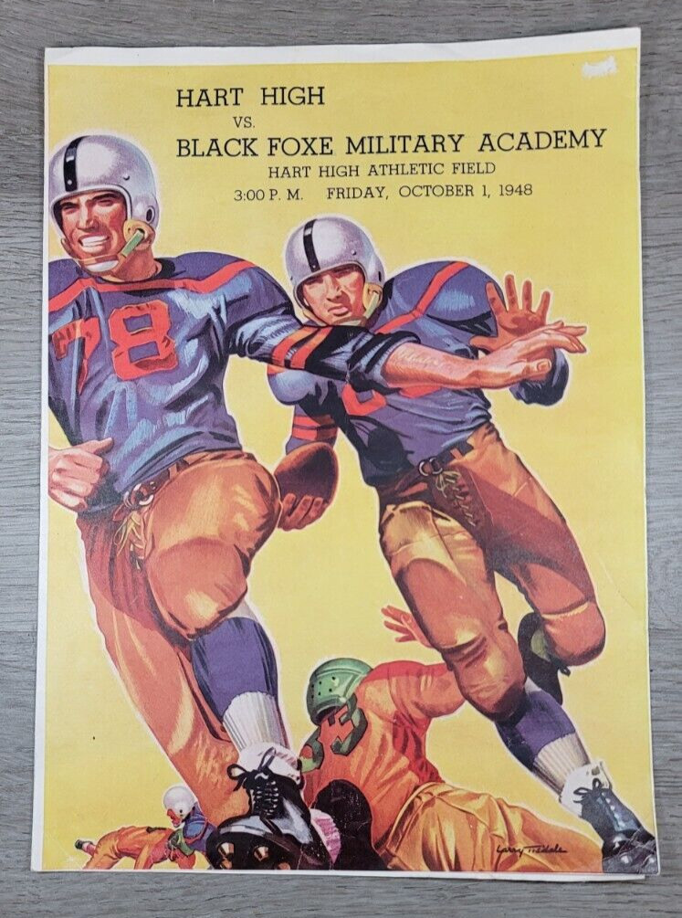 Football Program 1948 Black Foxe Military Vs Hart High  Coca Cola Add