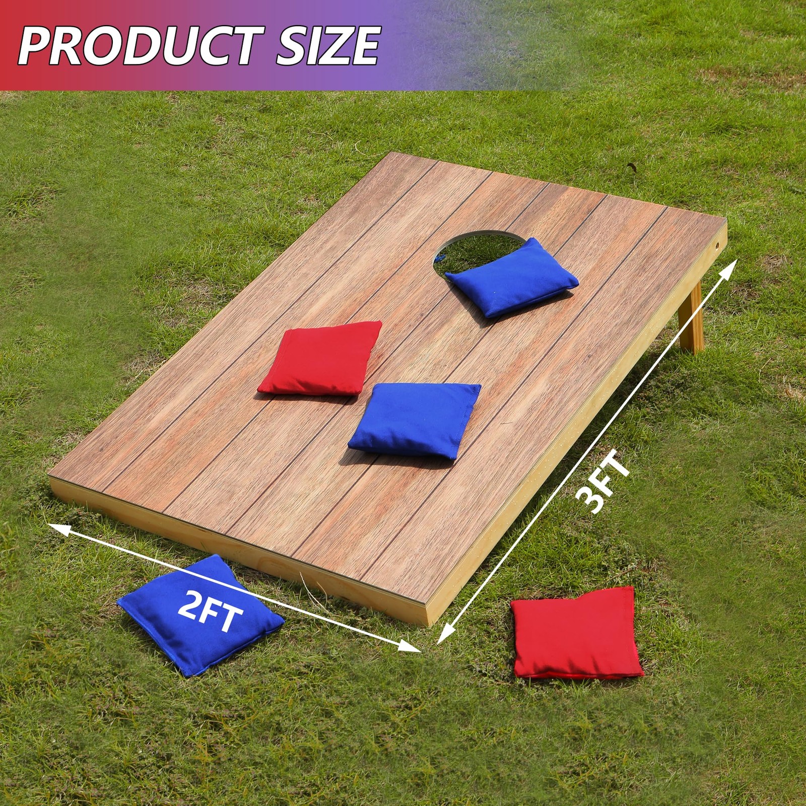 Solid Wood Cornhole Board Set, 4x2ft Regulation Cornhole Game Set with 8 Bean...