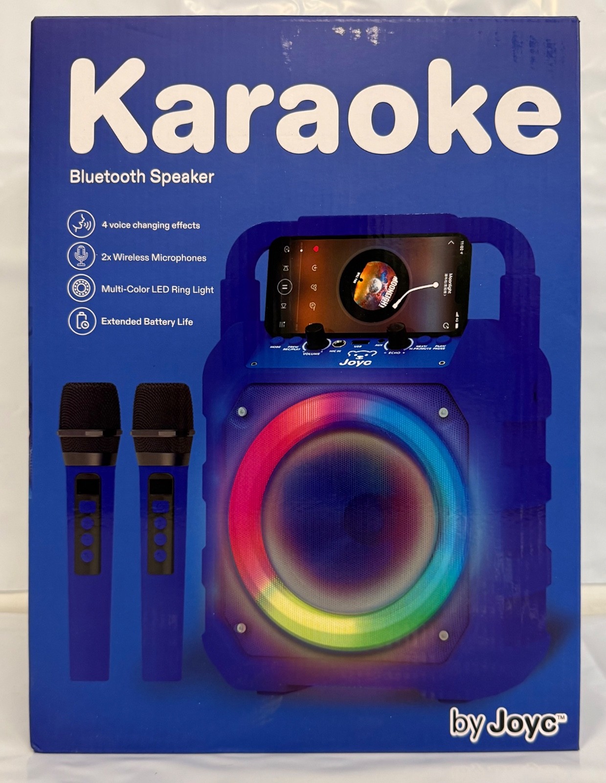 JOYC Mic Drop Karaoke Machine with 2 Wireless Mics & RGB Lights