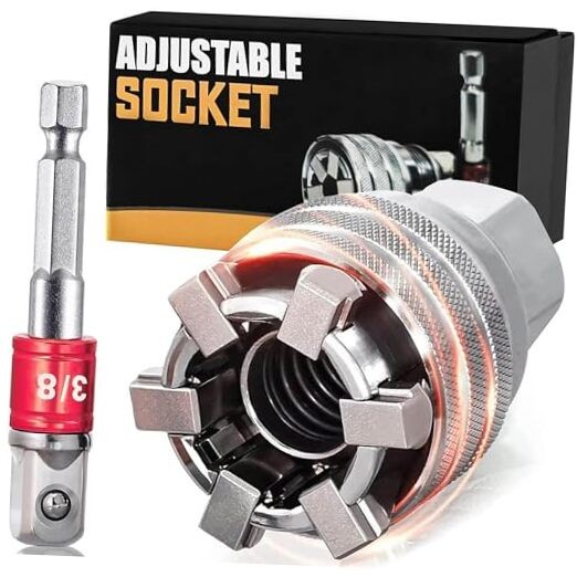 Universal Socket, Super Socket Fits for Standard 10 to 19mm, Metric 3/8 to