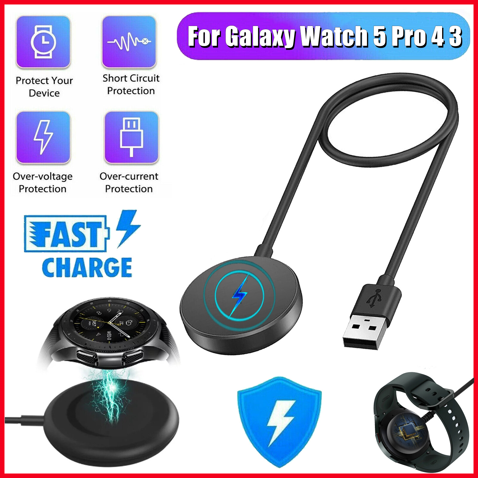 For Samsung Galaxy Watch 5 Pro 4 3 Active2 1 Fast Wireless Charger Magnetic Dock