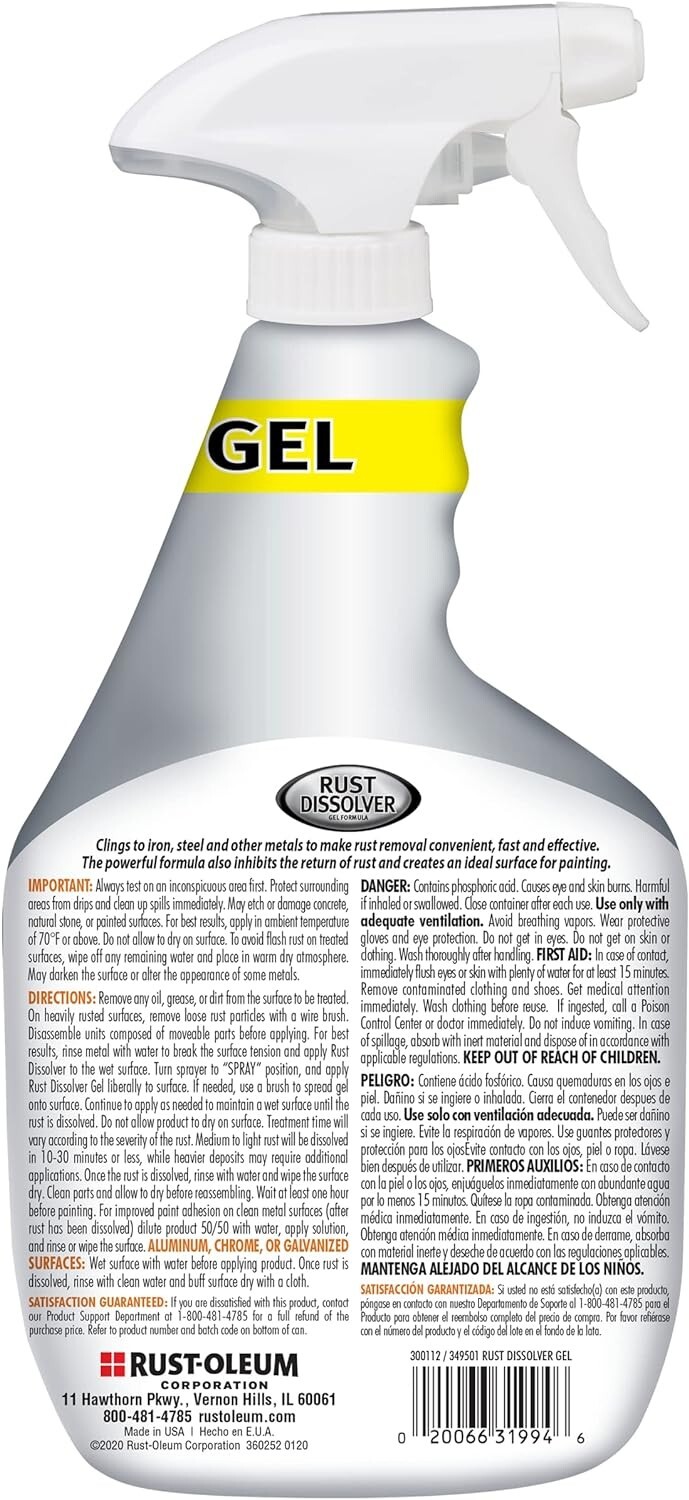 Rust-Oleum Rust Dissolver Gel Spray-300112, 32 oz rust remover