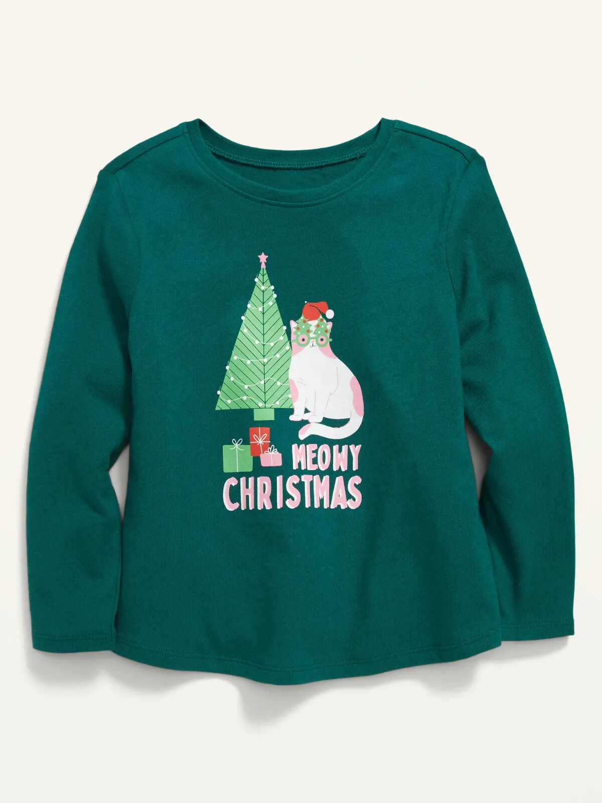 NWT Old Navy Girls T-Shirt Holiday Xmas cat meowy kitten u pick size