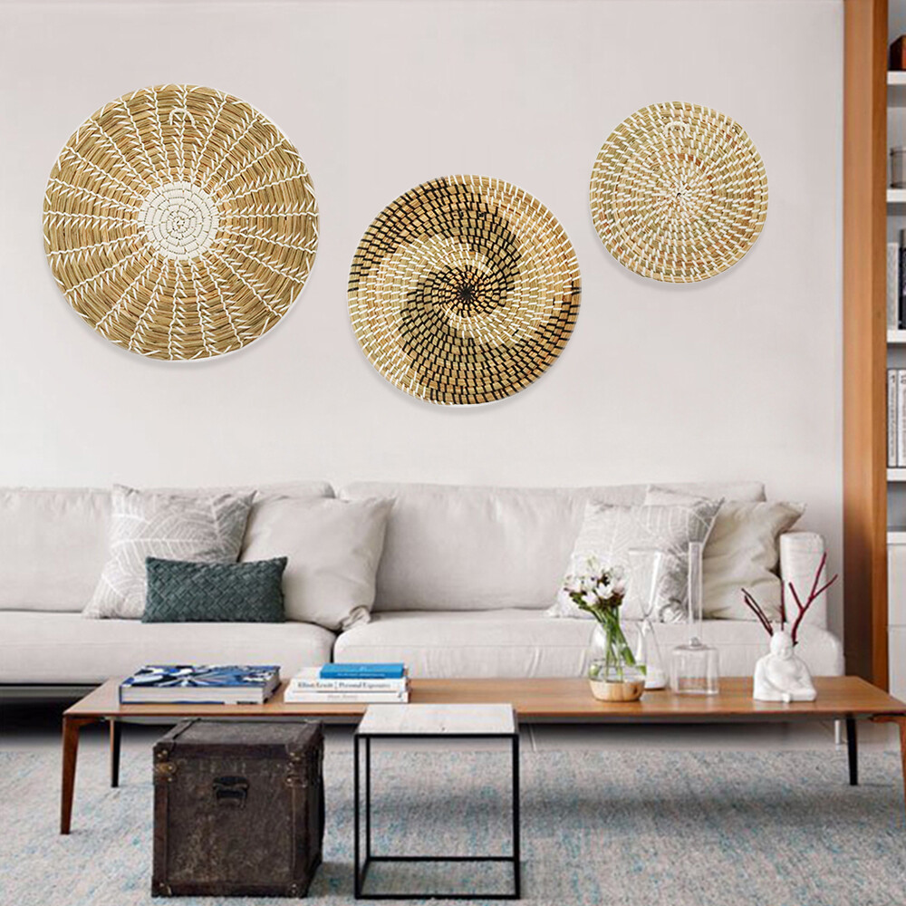 3 Sets Wall Basket Boho Decor Woven Decor Baskets Hanging Wall Art for Bedroom