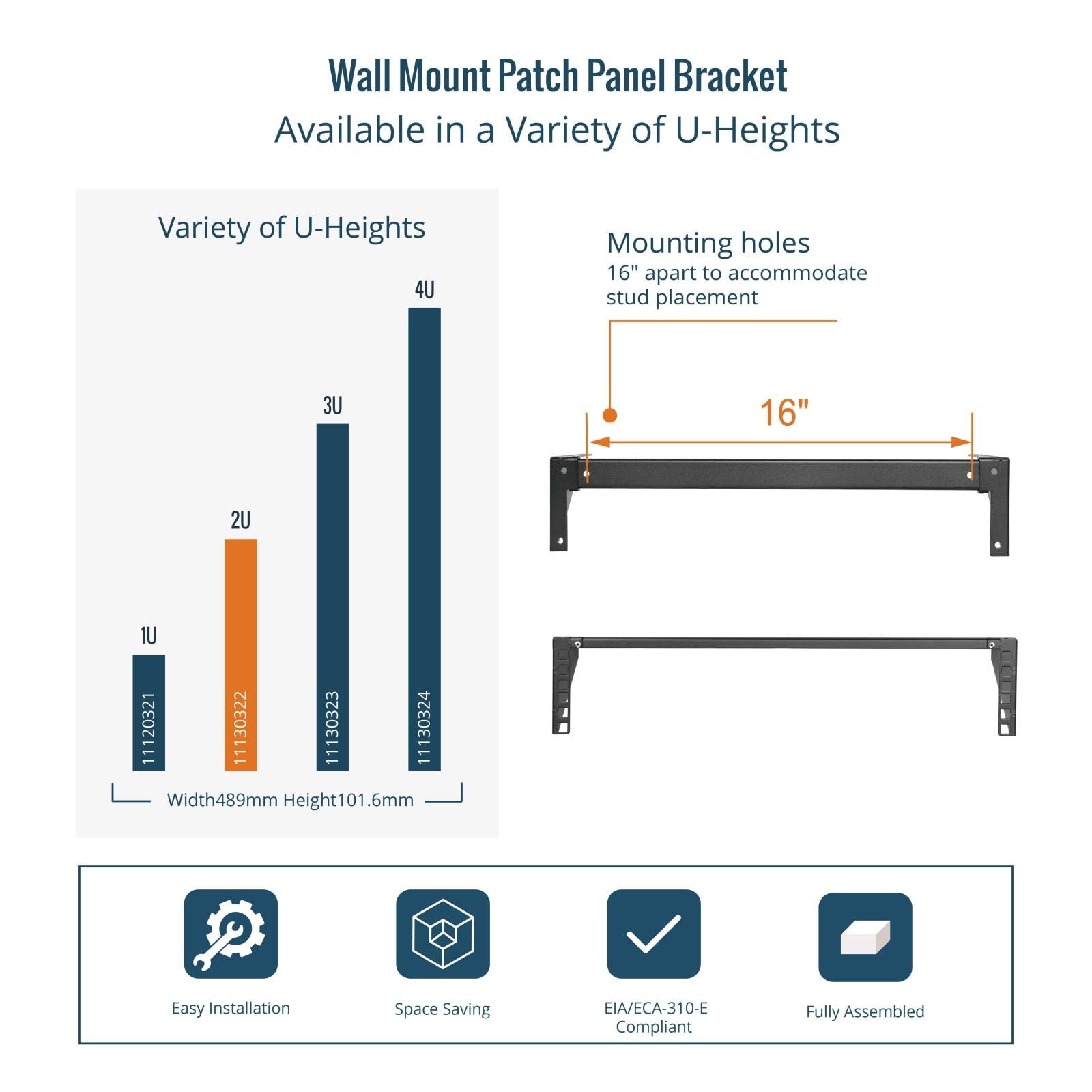 2U Foldable Vertical Wall Mount Rack Patch Panel Server Bracket For 19 Inch