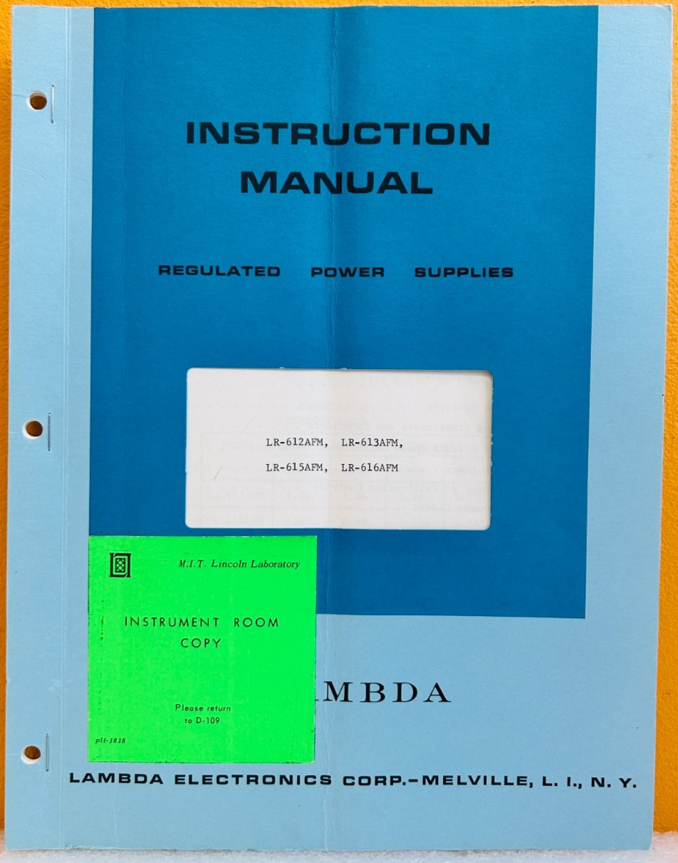 Lambda IM-LR61A Models LR-612AFM/ LR-613AFM/ LR-615AFM/ LR-616AFM Instr Manual.