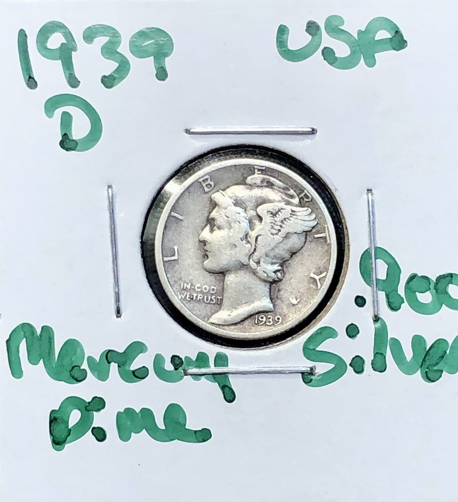 1939-D Mercury Dime - Denver Mint - .900 Silver Coin VF - B