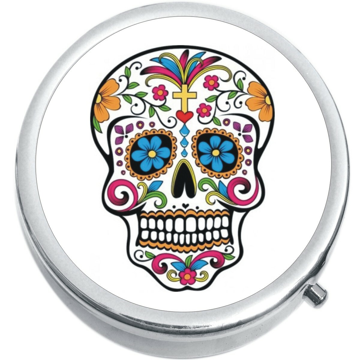 Sugar Skull Medicine Vitamin Compact Pill Box