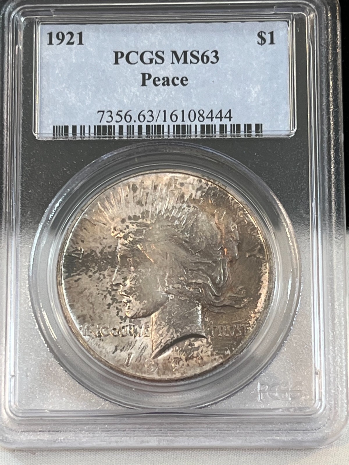 1921 Peace Dollar PCGS MS63 Cert# 16108444