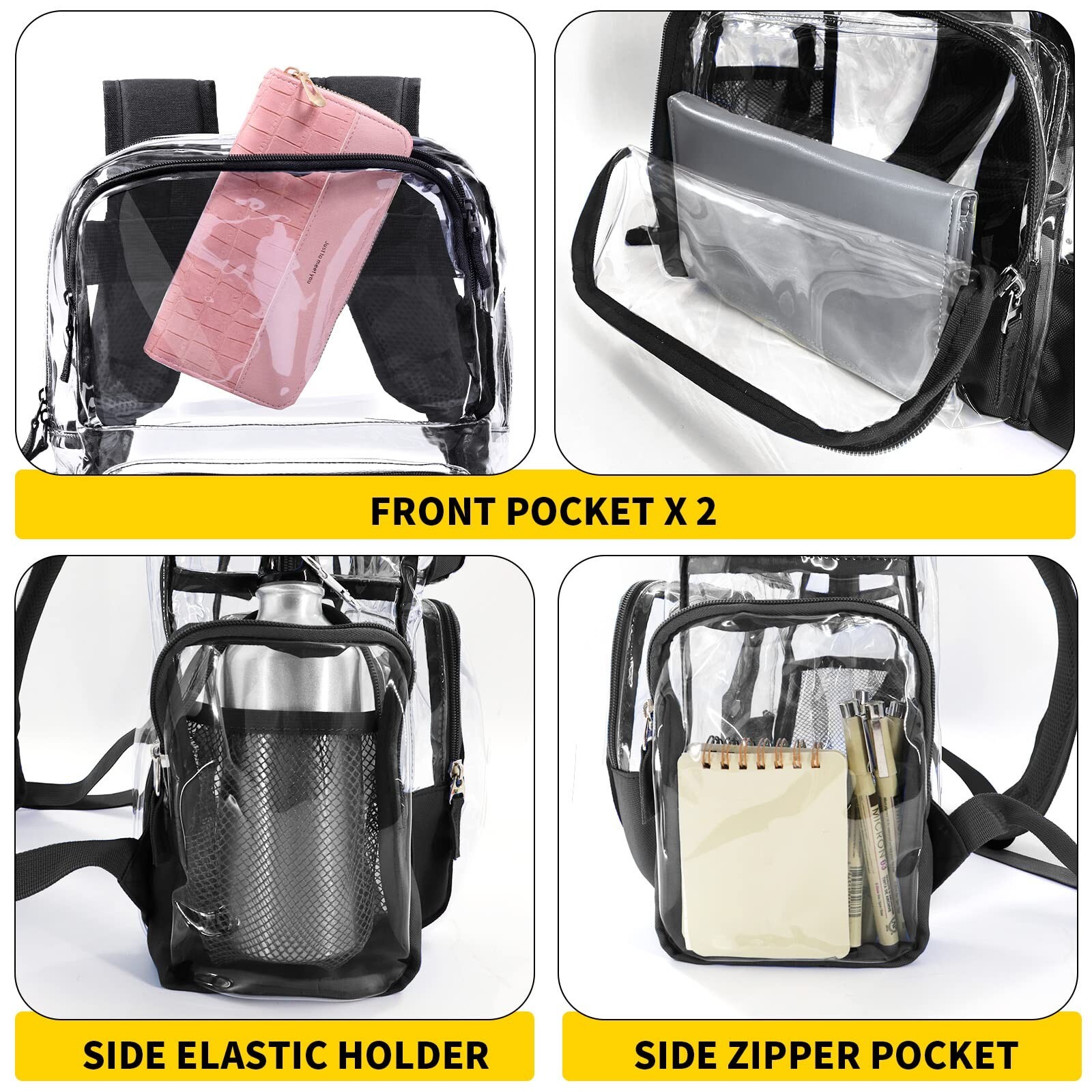 Vorspack Clear Backpack - Transparent Backpack with Reinforced Bottom & Multi...