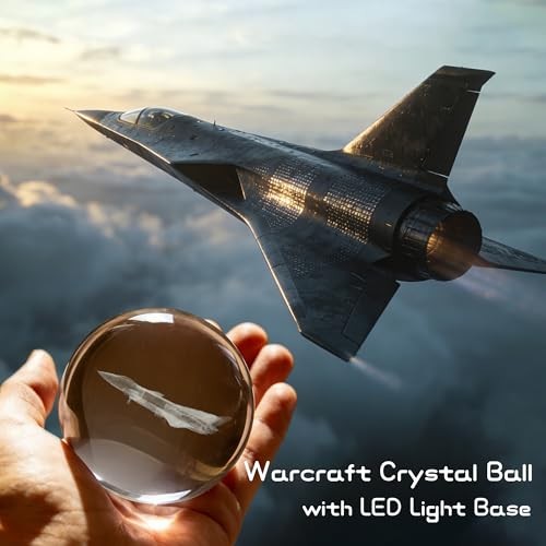 3D Crystal Ball Airplane with Variable-Color Light Base, Night Light, airplane