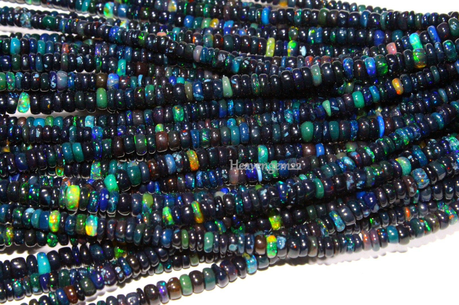 AAA Ethiopian Black Opal Smooth Rondelle Gemstone Beads Jewelry Making