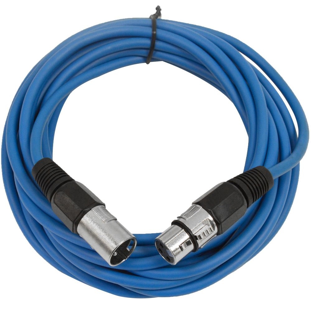Pair of 25 Ft Blue XLR Microphone Cables