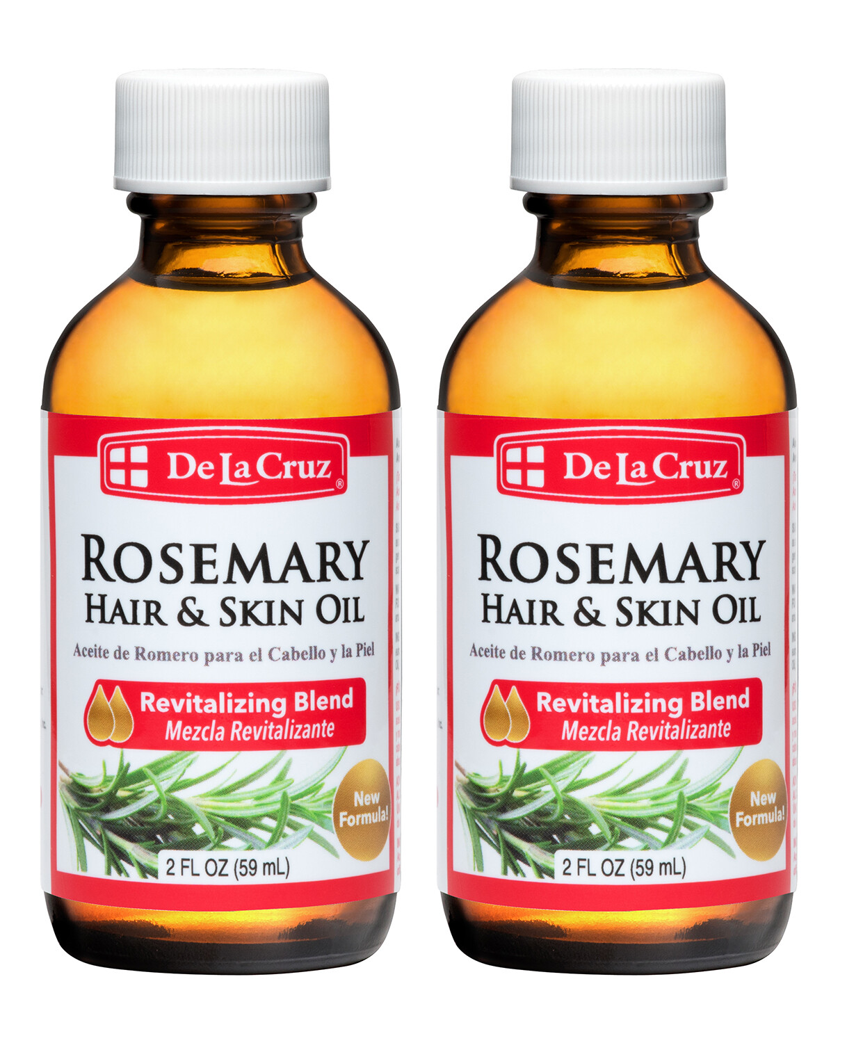 De La Cruz Oil of Rosemary Blend for Hair & Skin, 2 FL OZ / USA  / (2 BOTTLES)