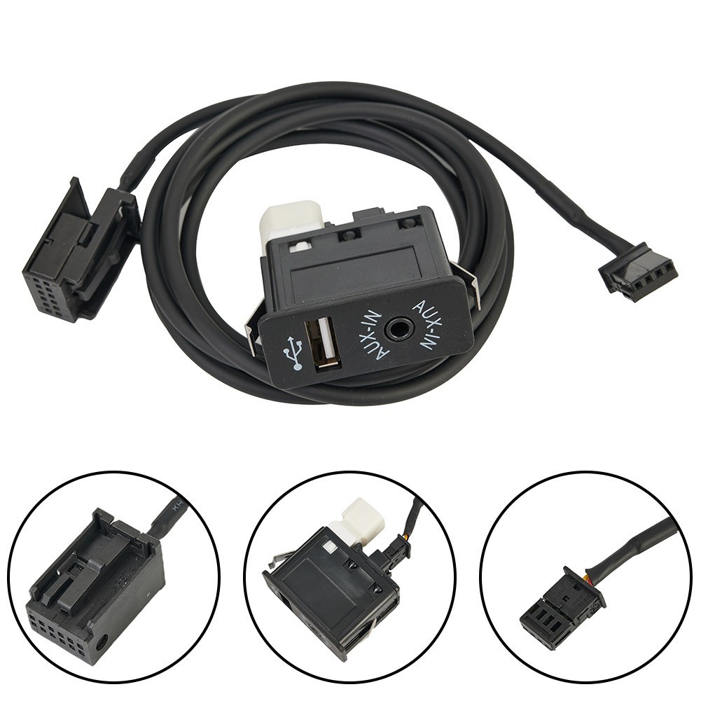 AUX USB Interface Panel Cable Adapter And Socket USB2.0 Black Cable For