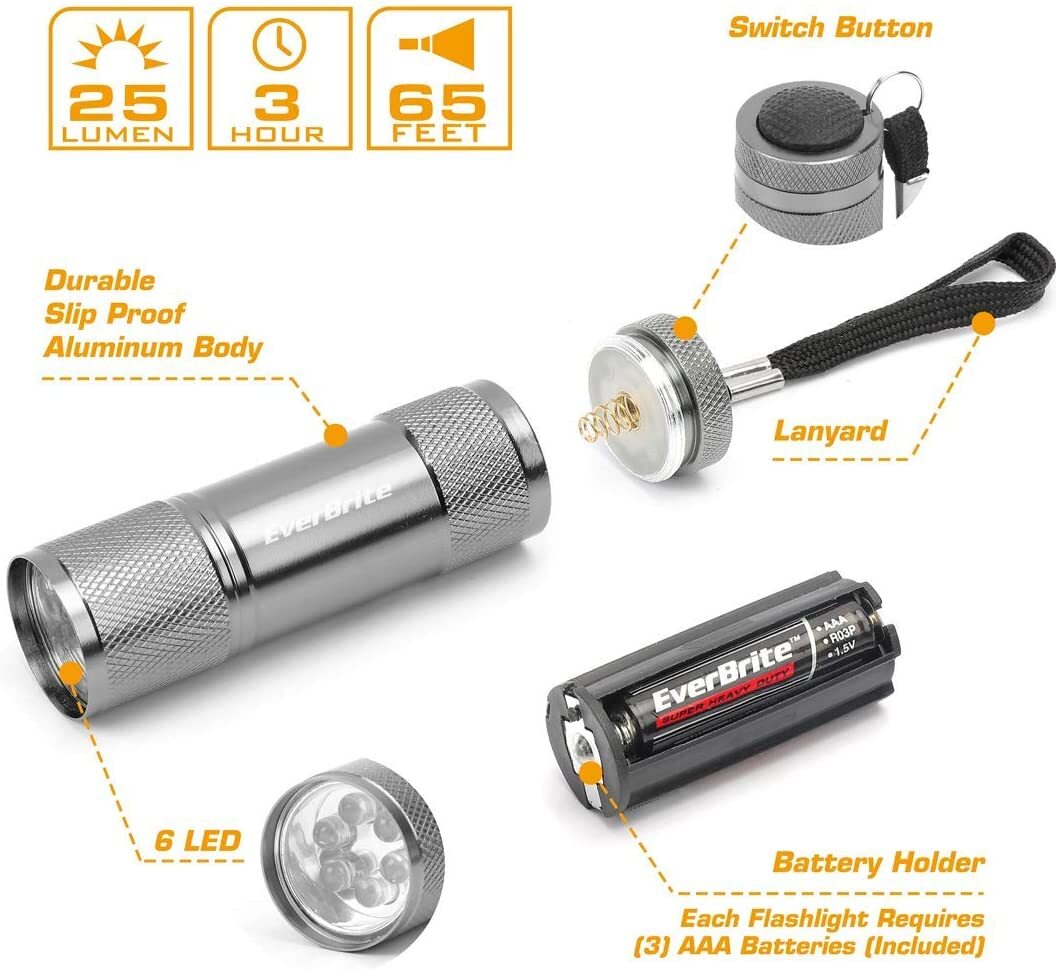EverBrite 18-Pack LED Flashlight Set W/54 PCS AAA Batteries Portable Flashlights