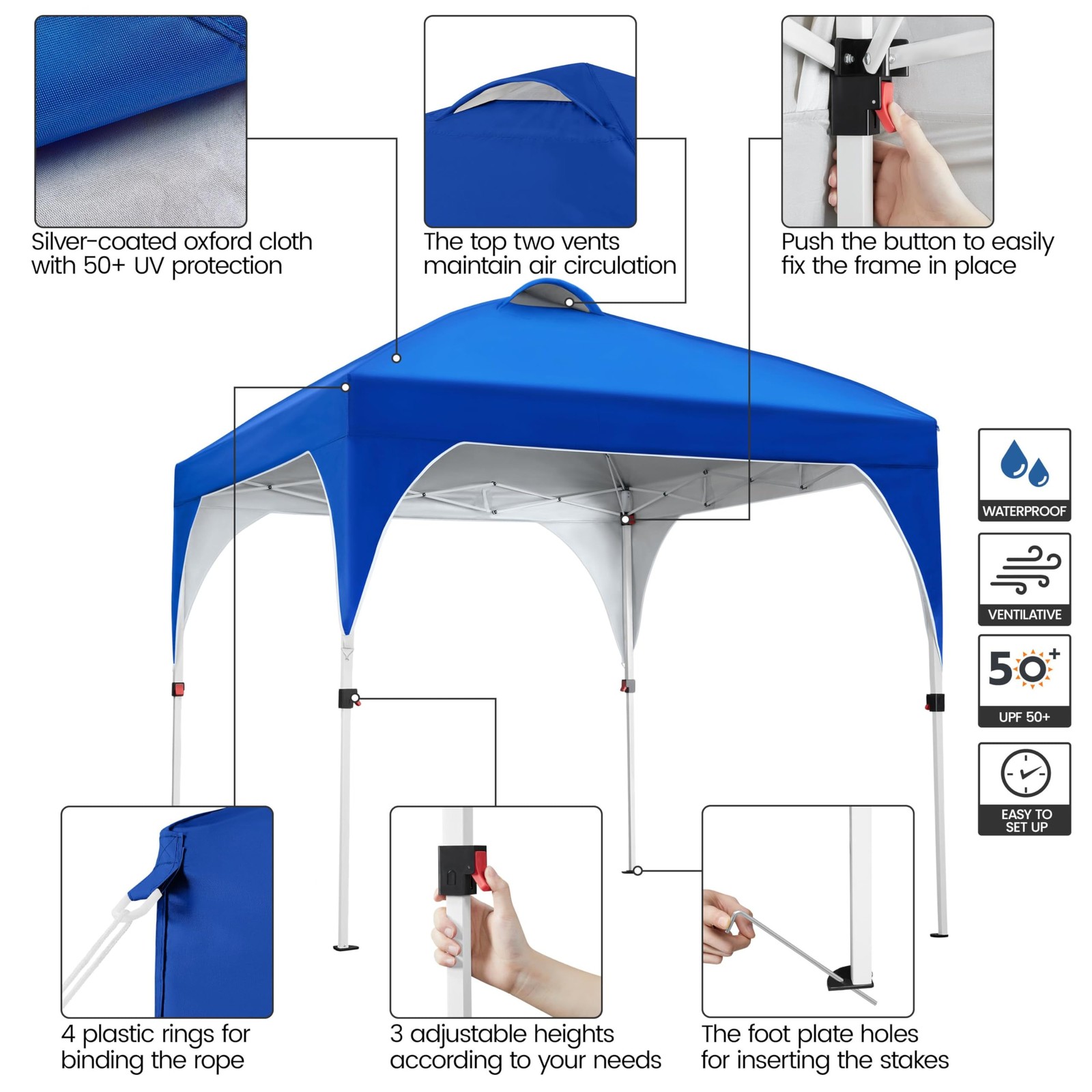 Yaheetech 8x8 Pop Up Canopy Tent w/ Vent, Easy Setup, Instant Sun Shelter