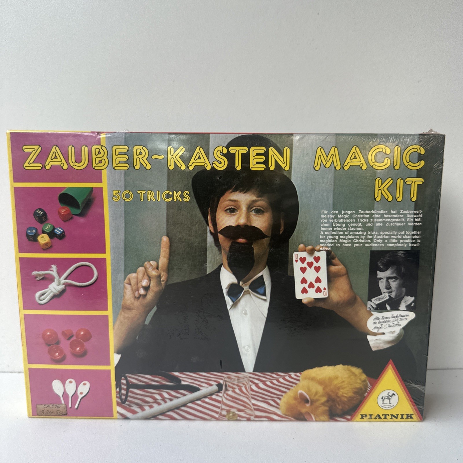 RARE Vintage Zauber Kasten Magic Kit 50 Tricks Sealed Illusionist Magic PIATNIK