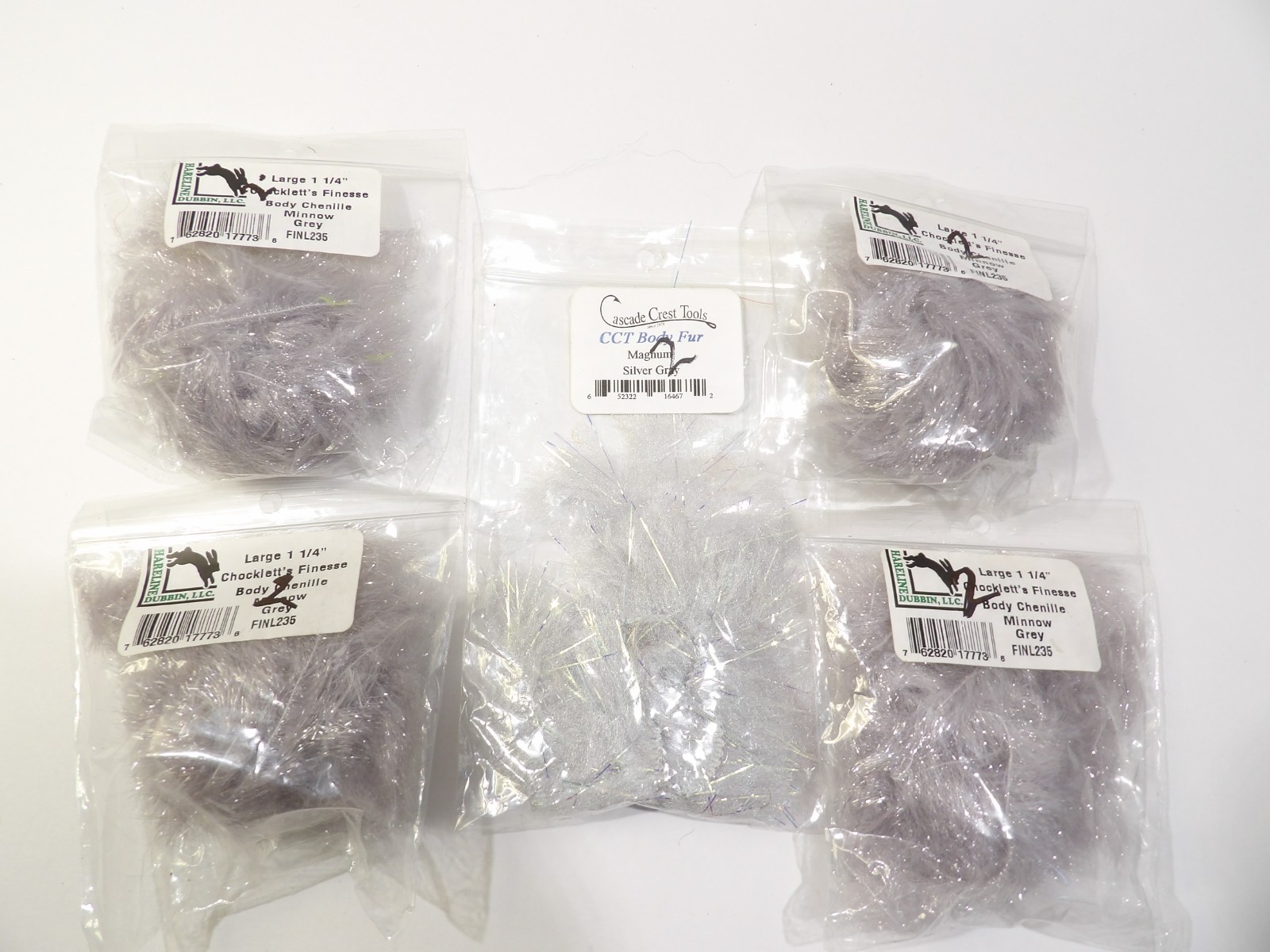 Fly tying material, fly fishing lure making material lot, body  gray silver