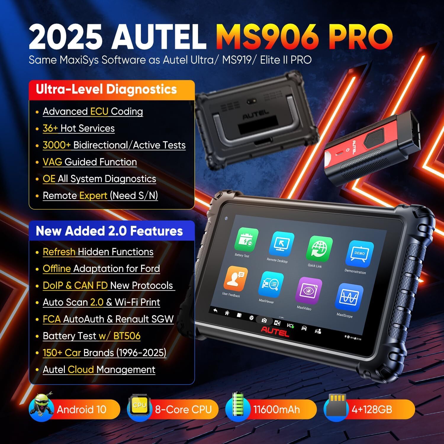 Autel MaxiSYS MS906 Pro ECU Coding Full System Diagnostic Scanner AS MK906 PRO