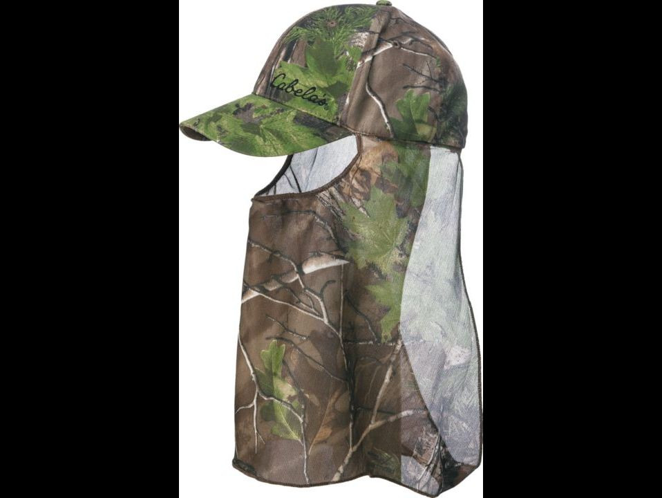 MOSSY OAK, CABELA'S CAMOUFLAGE TWILL BACK HUNTING FIELD HAT W/ HEADNET. UNISEX