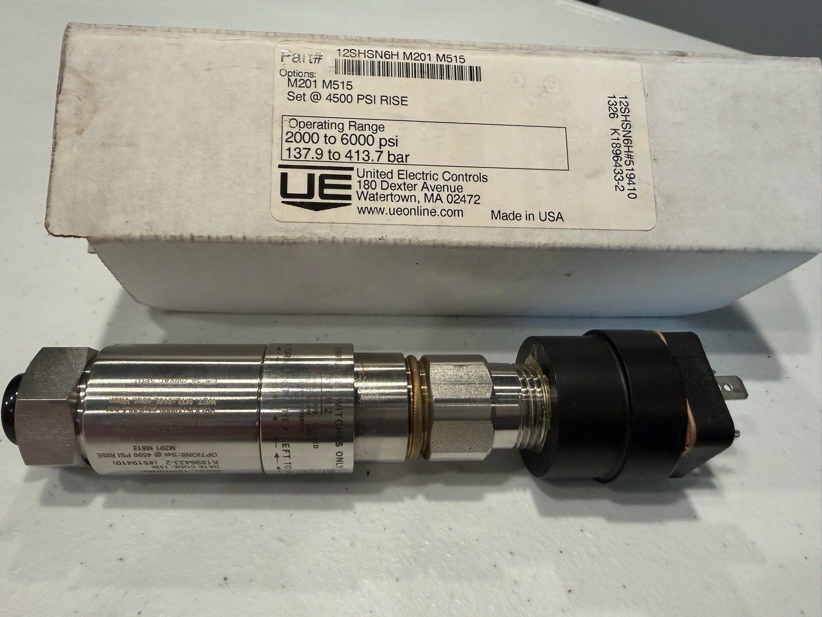 UNITED ELECTRIC 12SHSN6HM201 Pressure Switch - 316 Stainless Steel (NEW IN BOX)