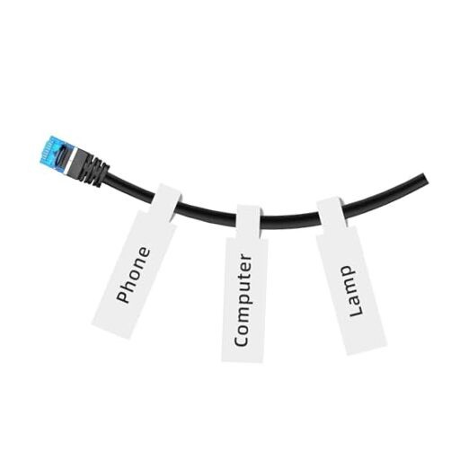 Cable Label Maker Tape (0.49" x 4.29") Printer Sticker Paper with Self White