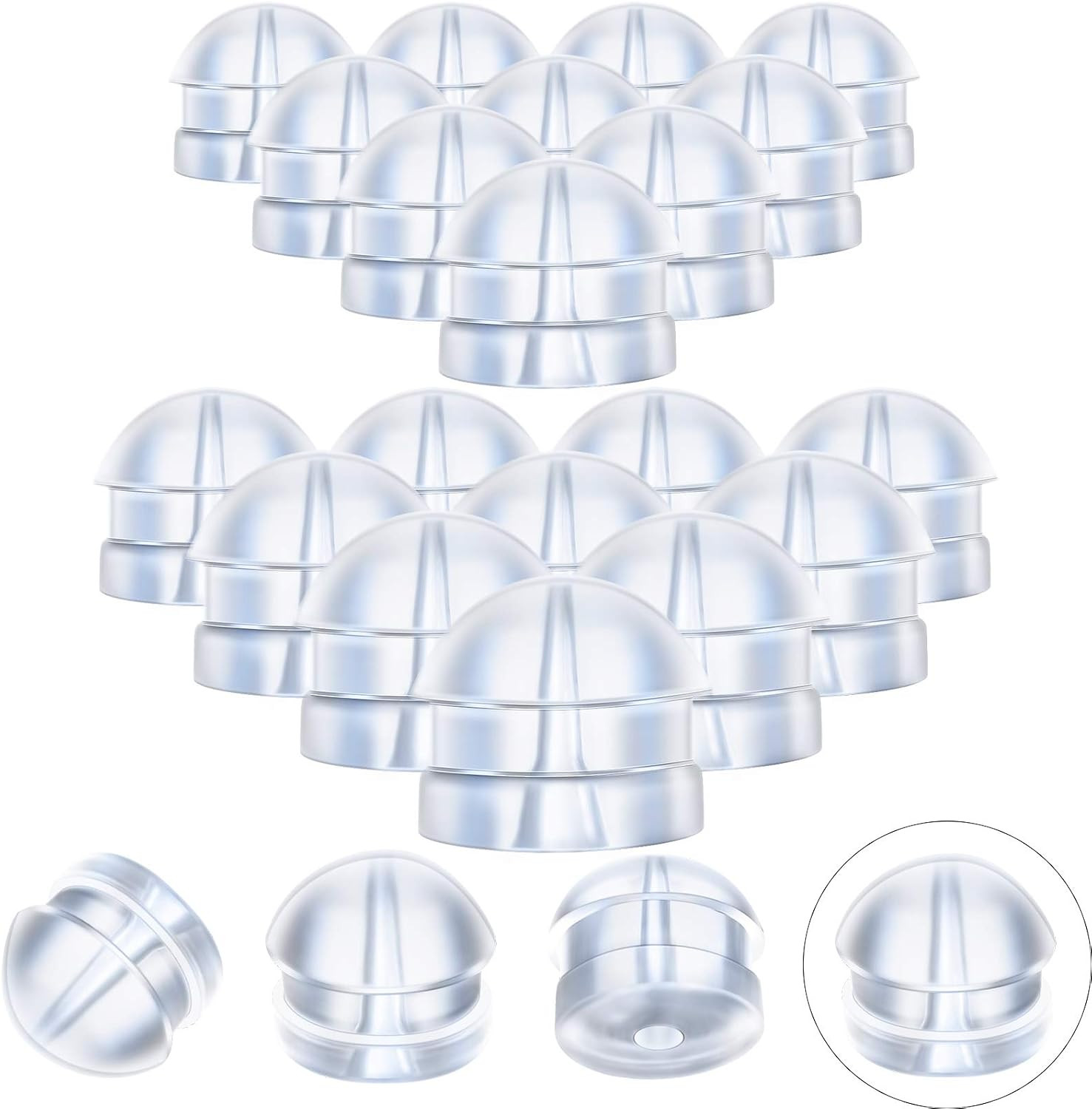 100 Pieces Clear Earring Backs Hamburger Shaped Safety Backs Secure Locking Sili