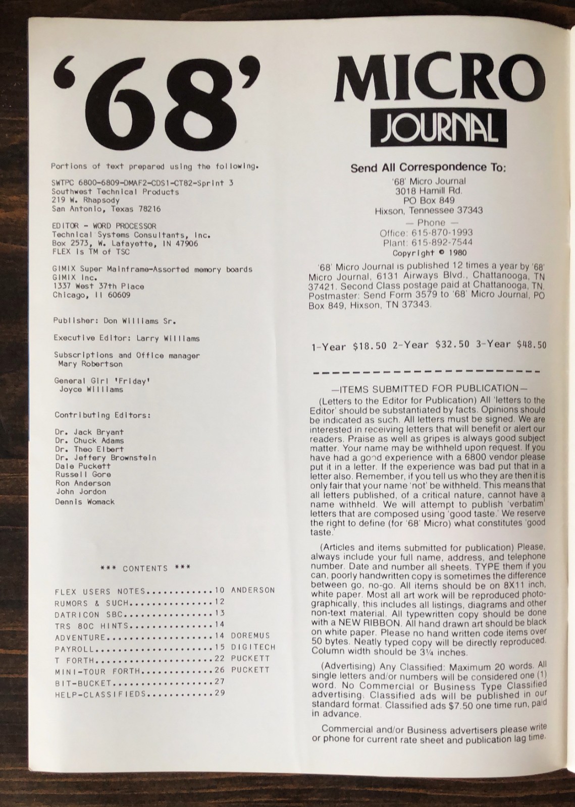 68 Micro Journal - March 1981, Vol. III, Issue III
