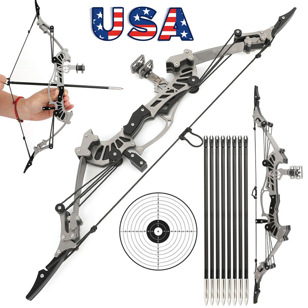 16" Mini Compound Bow 16lbs Arrows Set Hunting Shooting Target Archery Game Toy
