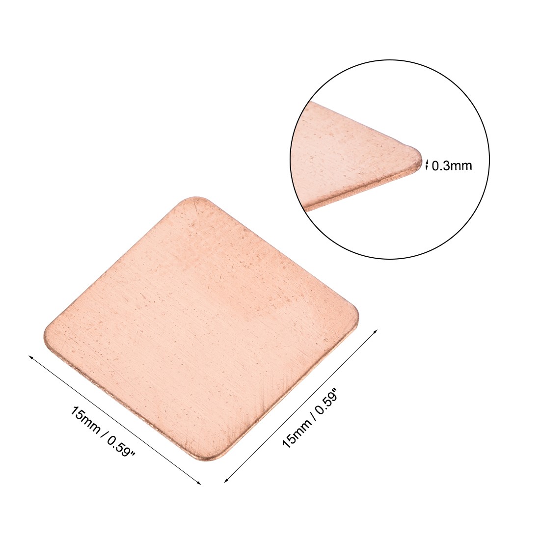 Flat IC Chipset Thermal Copper Heatsink for CPU GPU 15 x 15 x 0.3mm 5pcs