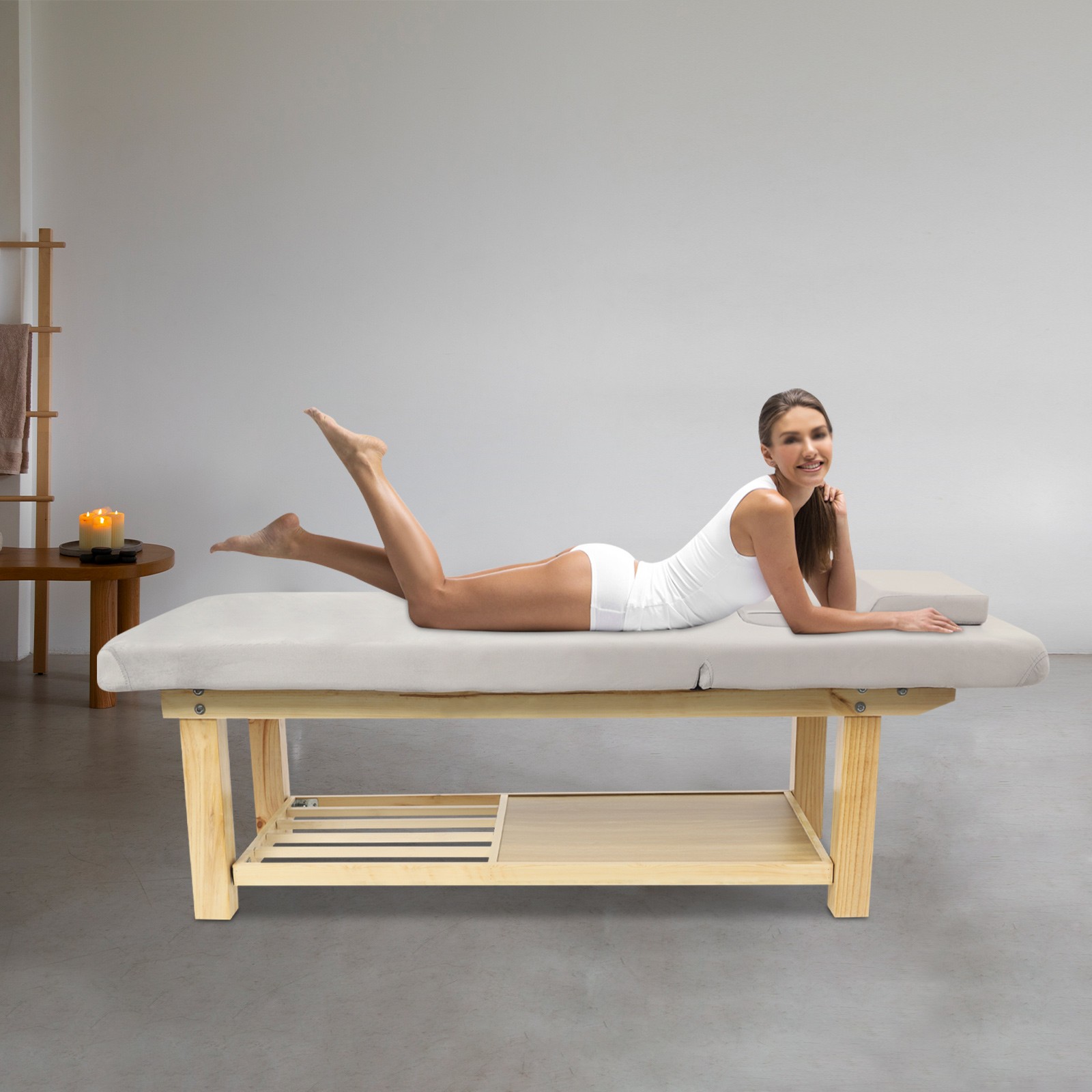 Massage Bed Physical Treatment Bed Rectangular Spa Facial Massage Table w/Pillow