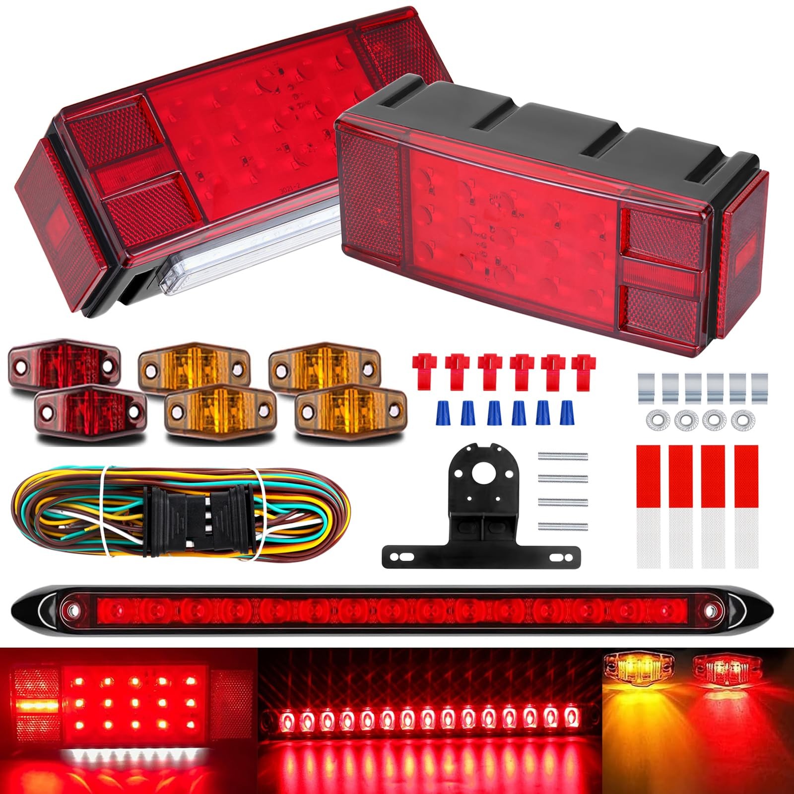 IP68 Submersible LED Trailer Light Kit with Wiring Harness for Boat RV