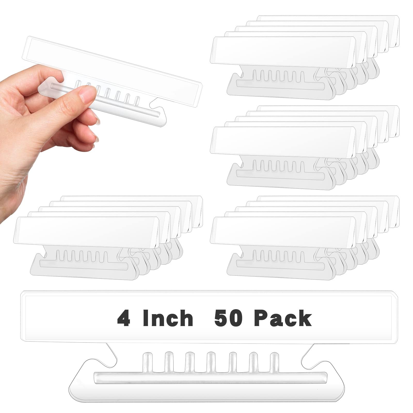 50 PCS Clear Hanging Folder Tabs 4 Inch Plastic File Inserts Office Storage