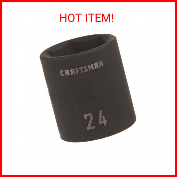 CRAFTSMAN Shallow Impact Socket, Metric, 1/2-Inch Drive, 24mm (CMMT15870)