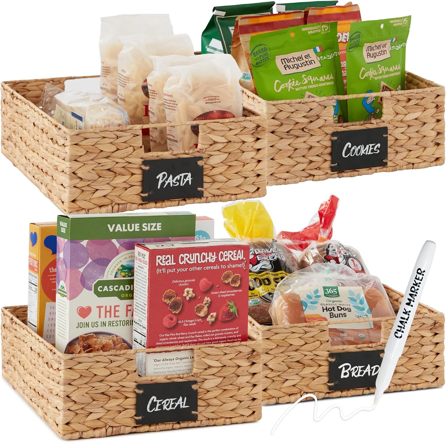 Best Choice Products Set of 4 16x12in Large Water Hyacinth Pantry Baskets
