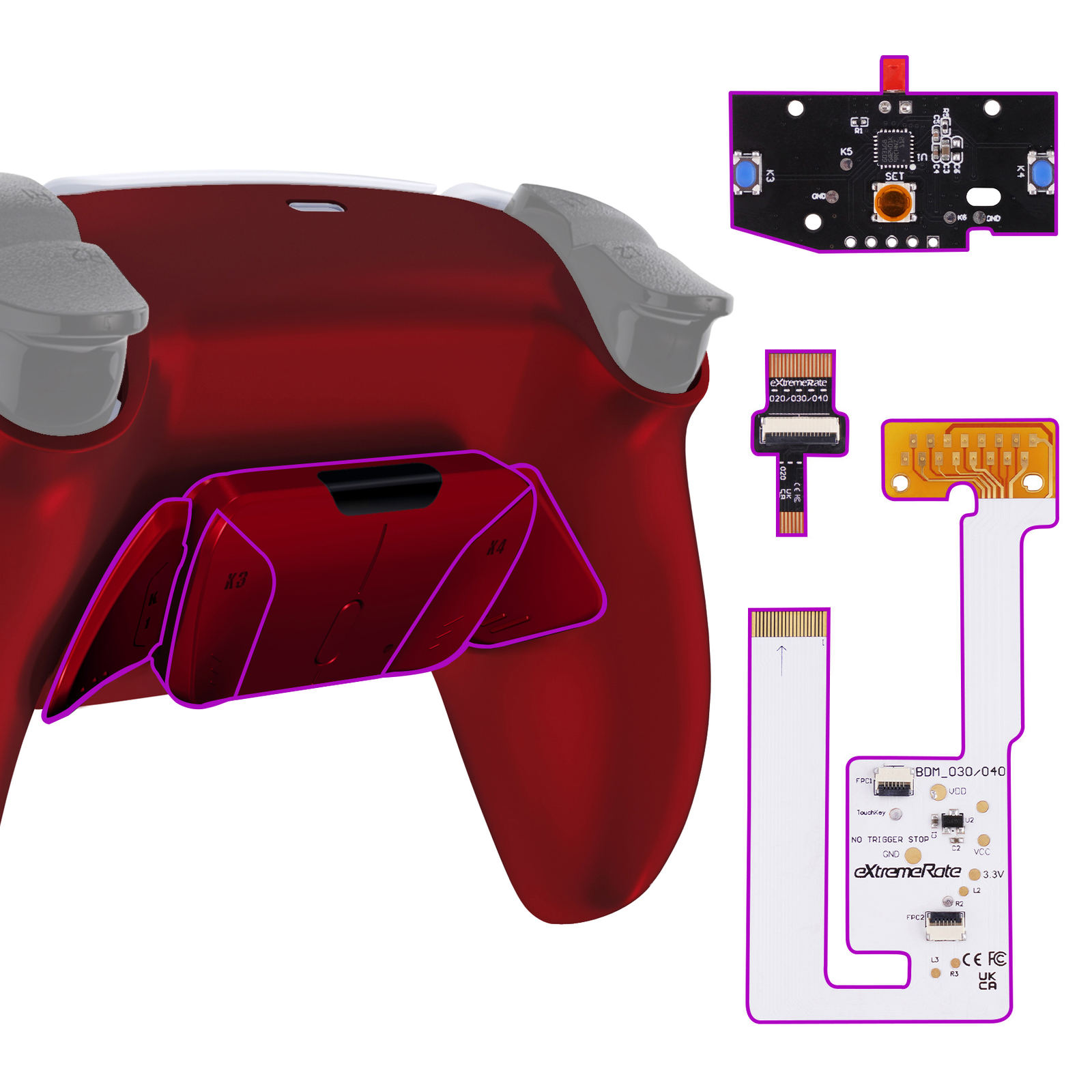 RISE4 V3 Remap Kit 4 Back Buttons Set Paddles Bottom Shell for PS5 Controller