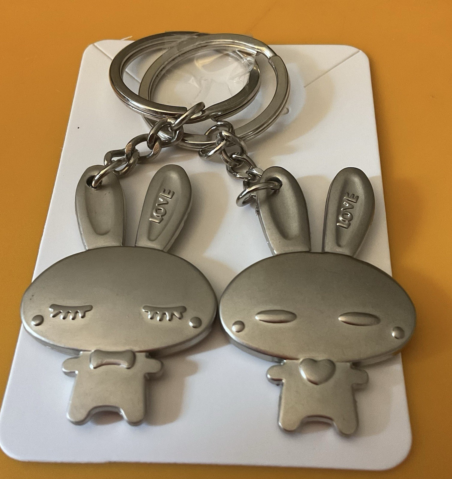 Pair Of Love BUNNY RABBIT Keychains UNBRANDED without Tags Easter Spring NEW