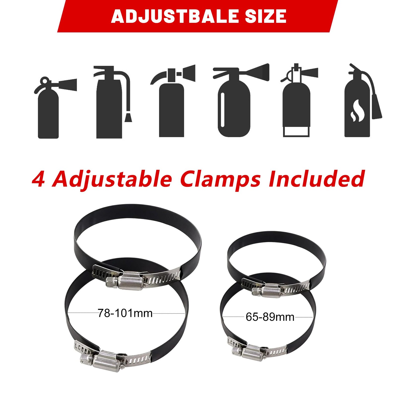 Aluminum UTV Fire Extinguisher Mount Kit for Roll Bar, Quick Release